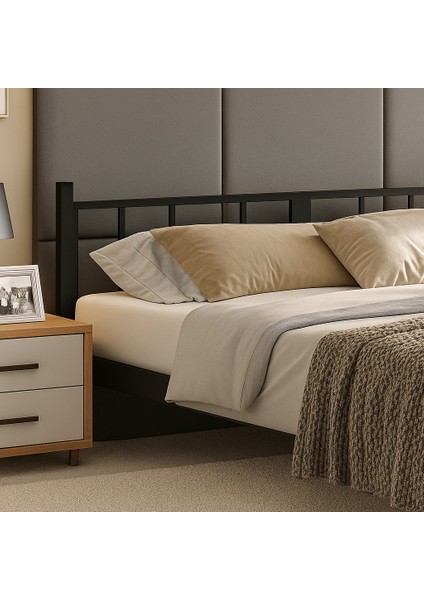 Titan Çift Kişilik Metal Karyola 160 x 200 Siyah