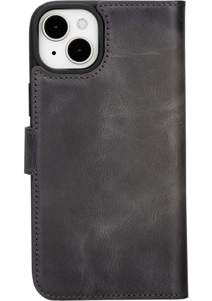 Apple iPhone 15 Plus Uyumlu Deri Cüzdanlı Kılıf Mwwn VS4EF Gri indirimleri