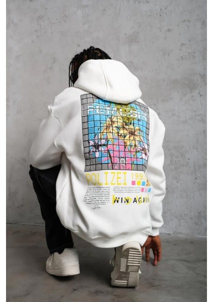 Erkek Patel Six Baskılı Kapüşonlu Sweat - Beyaz fırsatları