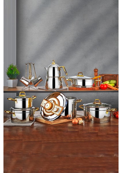 Ambiance 18 Parça Çeyiz Seti 18/10 Paslanmaz Çelik Gold
