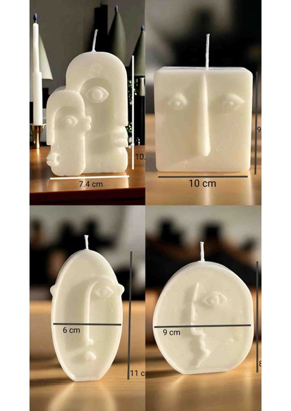 Amber Kokulu Soyut Yüz Figürlü Dekoratif Mum Seti 4’lü – El Yapımı fiyatları