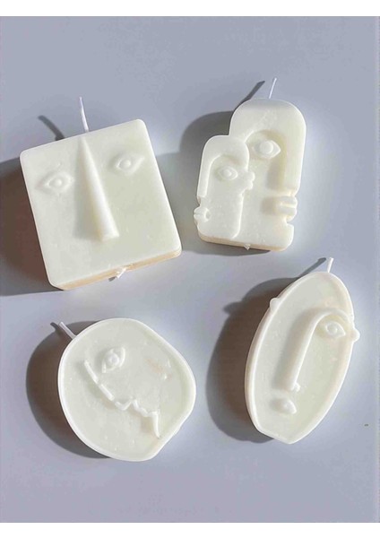 Amber Kokulu Soyut Yüz Figürlü Dekoratif Mum Seti 4’lü – El Yapımı modelleri