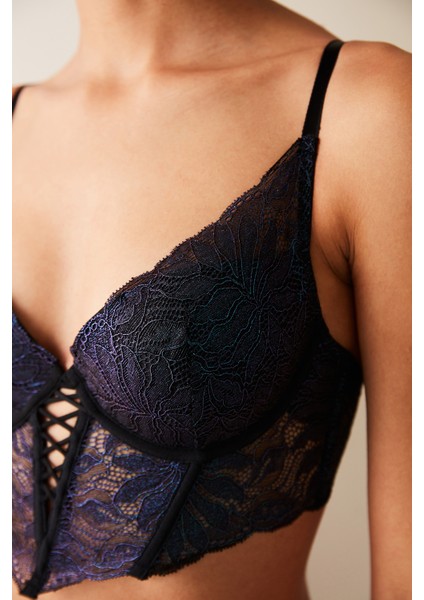 Hologram Dantel Detaylı Siyah Büstiyer fiyatları