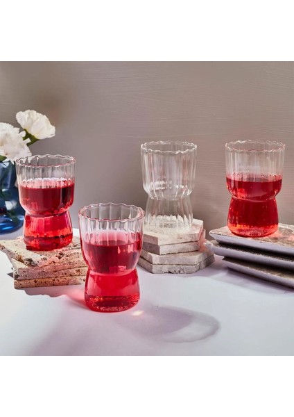 15885 Stripe 4'lü Borosilikat Cam Bardak - Şeffaf - 320 ml