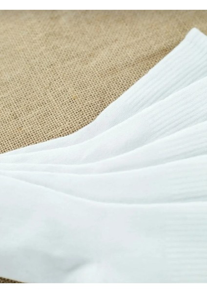 3 Çift Kadın Beyaz Çizgisiz Kolej Çorap modelleri