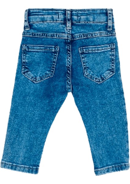 Jack Lions Erkek Çocuk Mavi Skinny Denim Kot Pantolon – Kemerli, Düğmeli, 5 Cepli