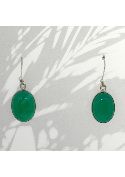 Yeşil Akik Taşlı 925 Ayar Gümüş El Işçiliği Küpe fiyatları