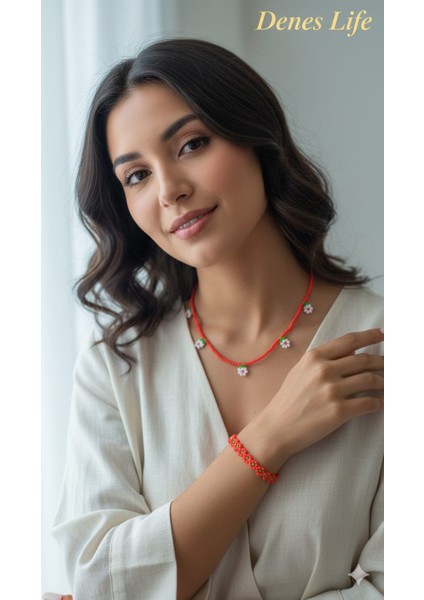 Denes Life Papatya Boncuk ve Bileklik Seti