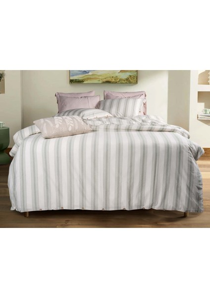 Naturel Pamuk Çift Kişilik Nevresim Seti Yeşil