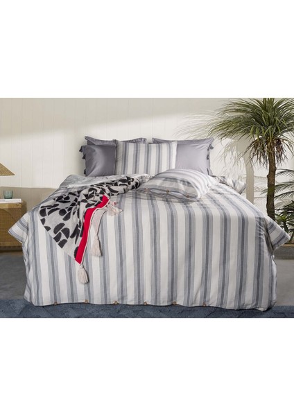 Naturel Pamuk Çift Kişilik Nevresim Seti Gri
