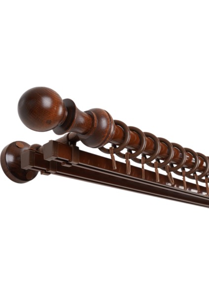 Meyra Demonte Başlıklı Ahşap Rustik Perde Askısı - Çift Raylı fiyatları