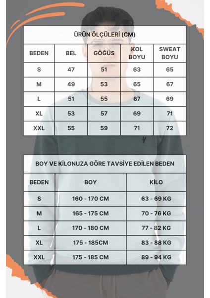 Erkek Açık Mavi Sweatshirt Bisiklet Yaka Rahat Kalıp 3 Iplik Şardonlu fırsatları