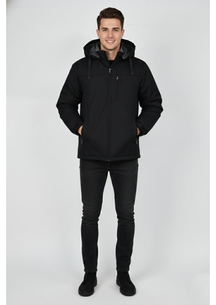 Erkek Büyük Beden Kapüşonlu Mevsimlik Spor Mont 99538 BBGL-ST04877