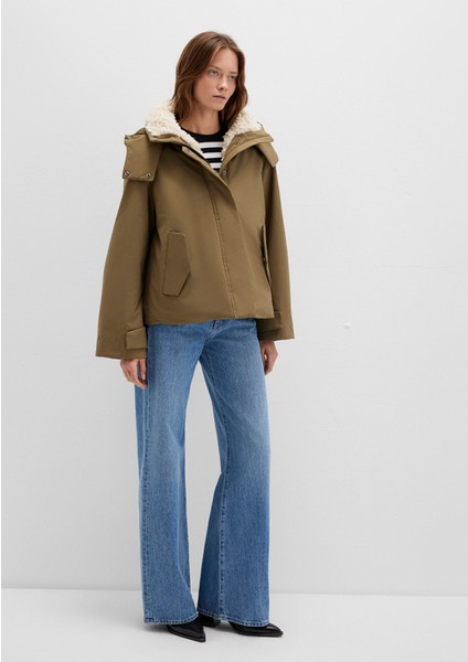 Suni Kürk Detaylı Kapüşonlu Haki Parka 1110759-71816 fiyatları