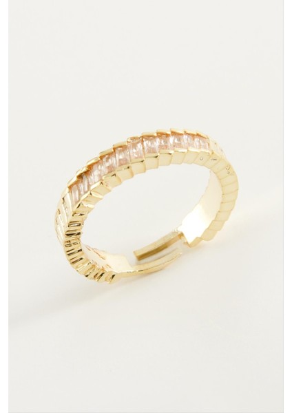 Baget Taşlı Metal Yüzük