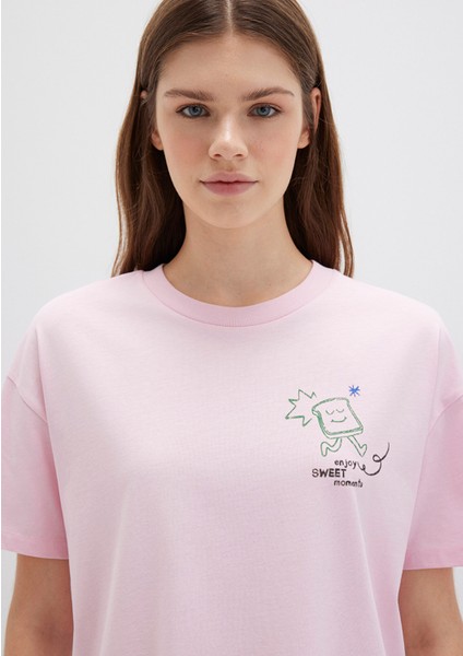 Morning Calls Baskılı Pembe Tişört 1613379-71007