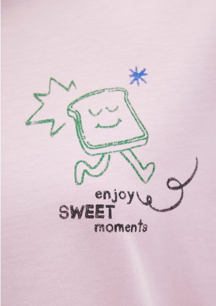 Morning Calls Baskılı Pembe Tişört 1613379-71007