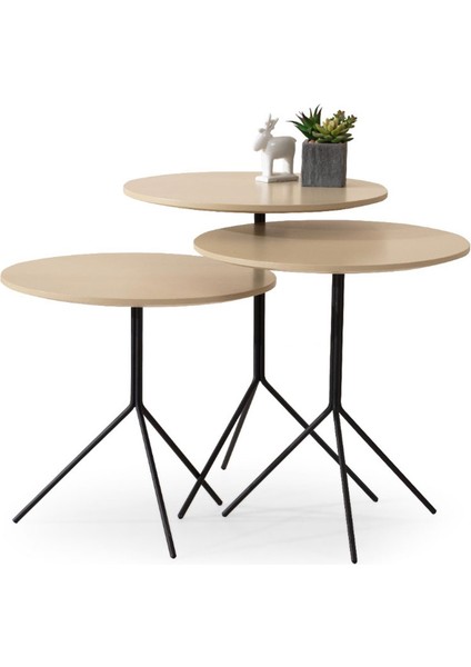 Talya 3'lü Bej Zigon Sehpa