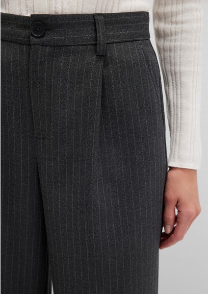 Çizgili Gri Kumaş Pantolon 1011090-89872