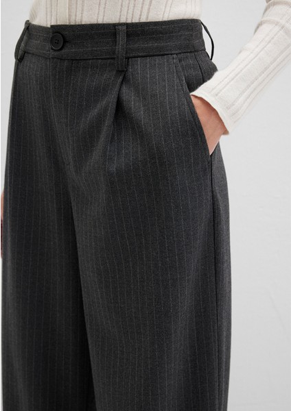 Çizgili Gri Kumaş Pantolon 1011090-89872
