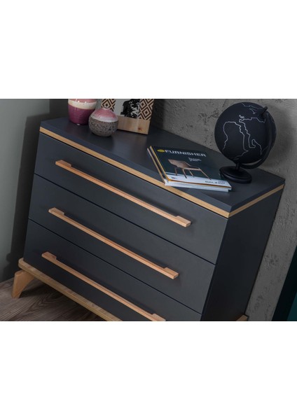 Gusto 3 Çekmeceli Şifonyer Antrasit indirimleri