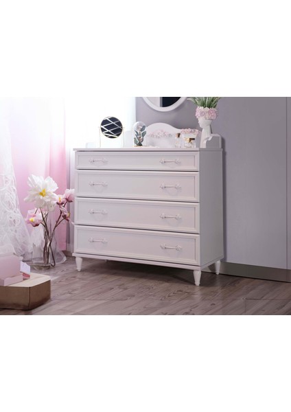 Pamira 4 Çekmeceli Şifonyer Beyaz