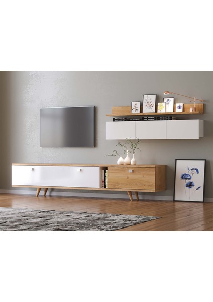 Opus Tv Ünitesi Meşe / Beyaz 170 cm modelleri