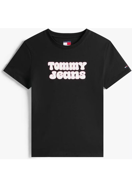 Kadın Regular Fit Grafik Logolu T-Shirt - Siyah indirimleri