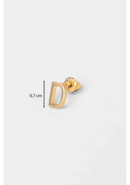 D Harfi 18 Ayar Sarı Altın Kaplama Gümüş Tek Küpe modelleri