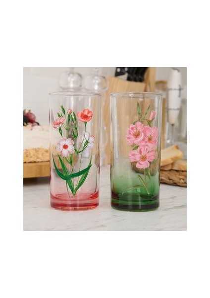 Flowers Garden Tekli Meşrubat Bardağı - Asorti - 290 ml modelleri