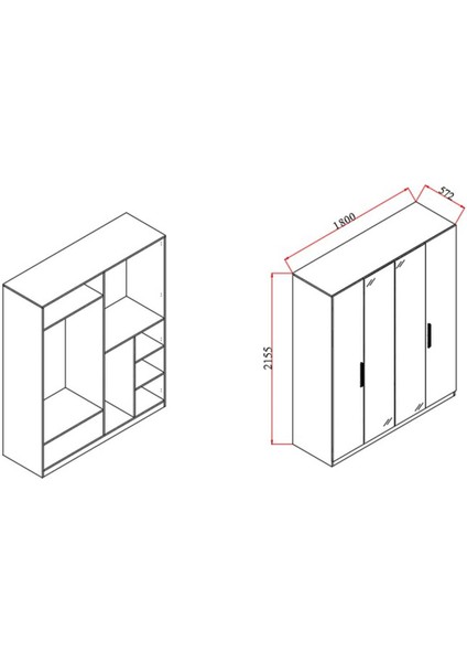 Sardes 4 Kapaklı Aynalı Gardırop Beyaz fırsatları