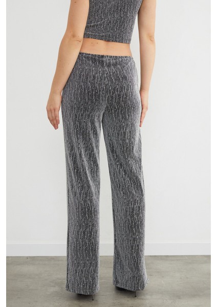 Beli Lastikli Taşlı ve Simli Palazzo Pantolon