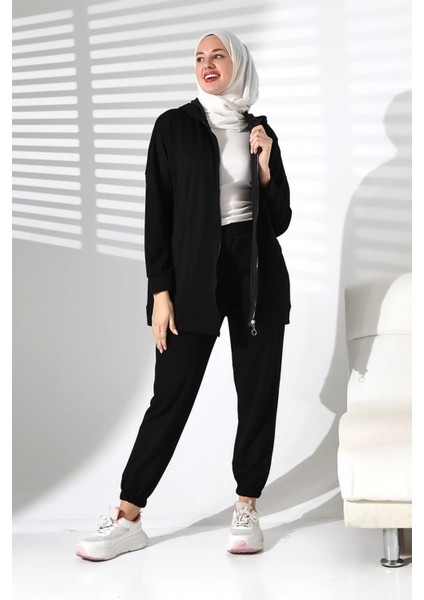 Kadın Mevsimlik Alt Üst Rahat Siyah Spor Ikili Tunik Pantolon Şık Tesettür Takım fırsatları