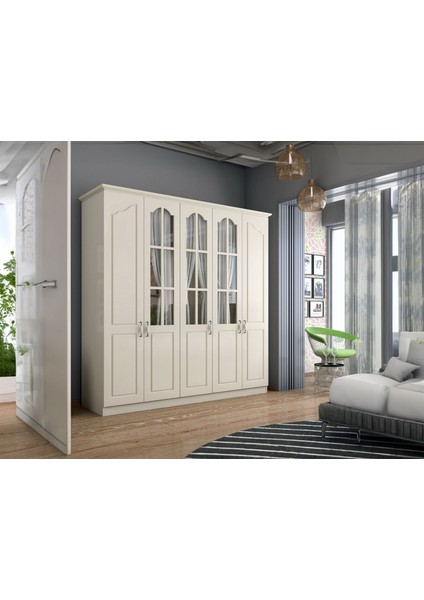 Venita Camlı 5 Kapaklı Gardırop modelleri