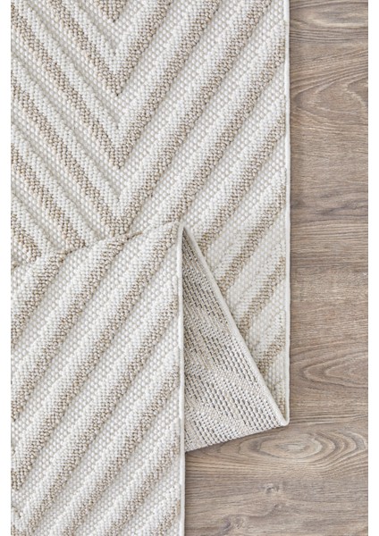 Posıtano Krem Bej Renk Zigzag Model Yumuşak Bukleli ve Püsküllü Dekoratif Makine Dokuma Halı fırsatları