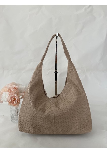 Örgü Deri Omuz Çantası Hobo Çanta – Omuz Askılı, Yumuşak Deri, Günlük & Şık Spacious Shoulder Bag