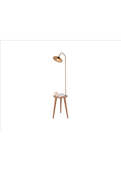 Lucas Ahşap Sehpalı Lambader Bronz