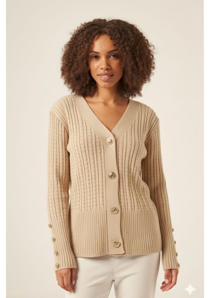 Kadın Saç Örgülü Hırka Sütlü Kahve 25168 fiyatları