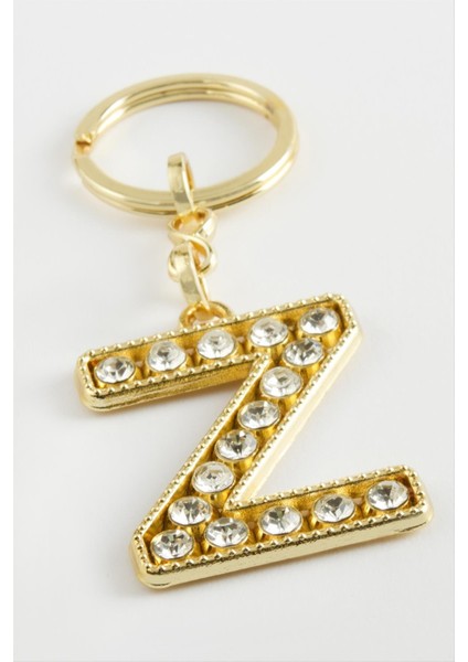 Sarı Renkli Taşlı Harf Anahtarlık