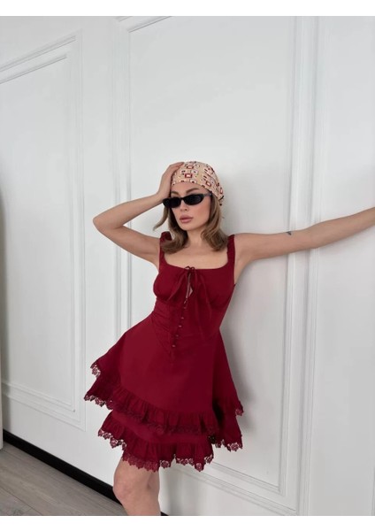 Mini Askılı Elbise - Bordo fırsatları