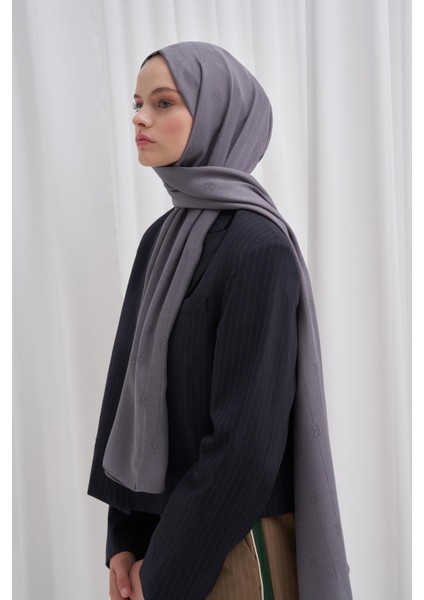 Monogram Jakar Italyan Ipekli Şal Gri