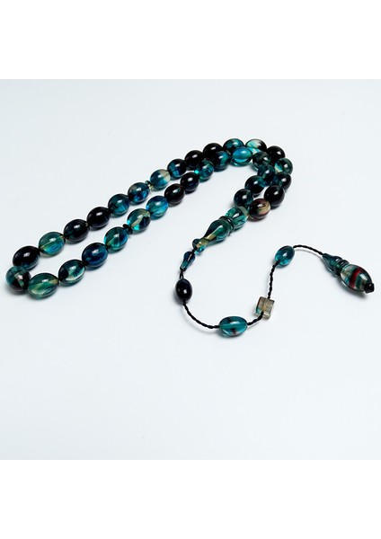 Mavi Tonlarında Sistemli Ateş Kehribarı Tesbih modelleri