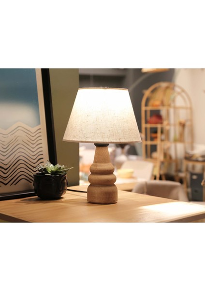 Glad Abajur Ahşap Krem