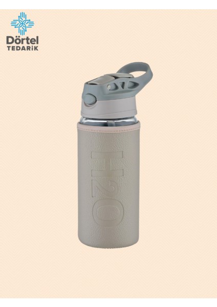 H2O Deri Kılıflı Pipetli Cam Matara 500 ml