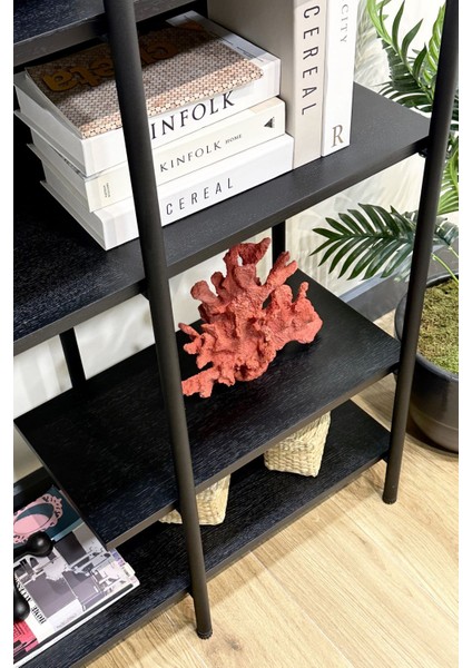 Harmonia Kitaplık - 95 cm - Siyah Meşe / Siyah Metal Çerçeve indirimleri