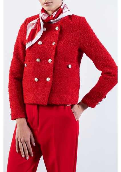 Pepper Yuvarlak Yaka Buklet Ceket Kırmızı modelleri