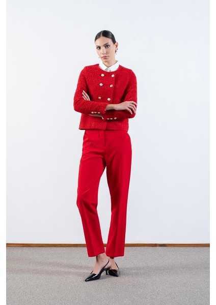 Pepper Yuvarlak Yaka Buklet Ceket Kırmızı indirimleri