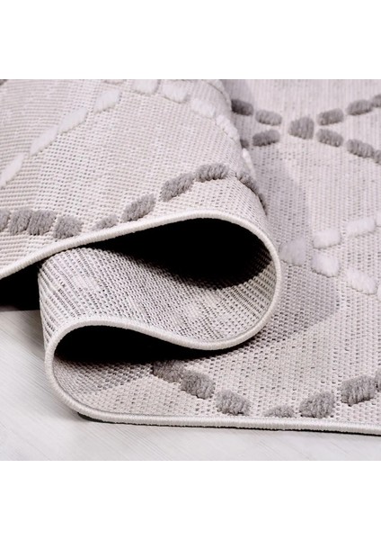 Avila Geometrik Gri Polyester Pamuk Tabanlı Makine Halısı fırsatları