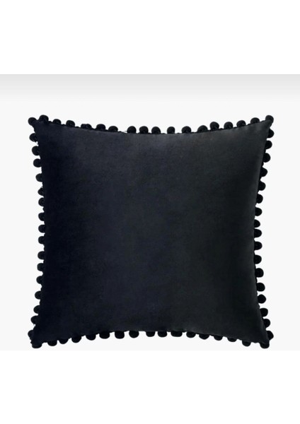 2'li Ponponlu Kırlent Kılıf Seti - Siyah - 40 x 40 fiyatları