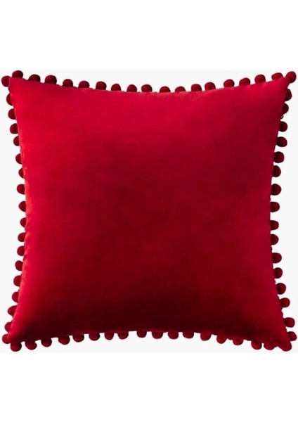 2'li Ponponlu Kırlent Kılıf Seti - Kırmızı - 40X 40 fiyatları